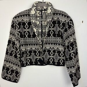 Vintage 90s Flashback Southwest Aztec Tapestry Cropped Jacket